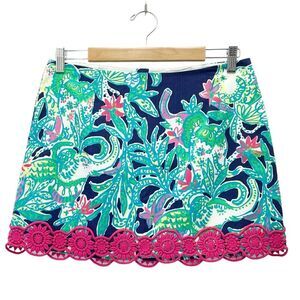 Lilly Pulitzer Tate Mini Skirt in Bright Navy & Pink Trunk Show Women’s Size 8